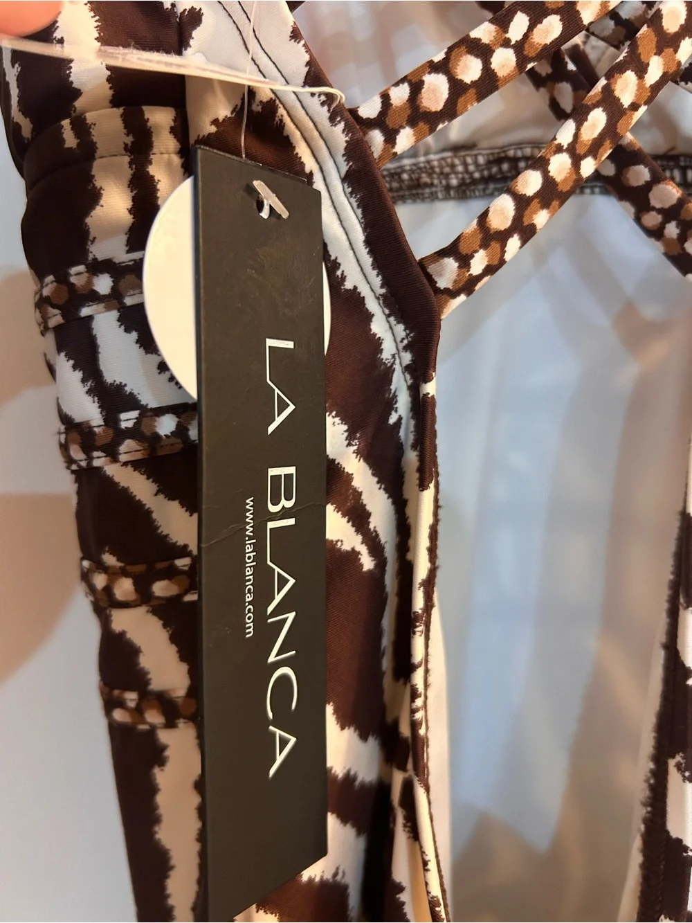 La Blanca Brown and Cream Zebra-Print One-Piece Bathing suit